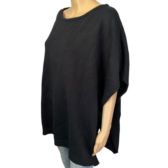 Loft Oversized Side Tie Poncho Sweater Black Pullover Size XS/S - Picture 5 of 10